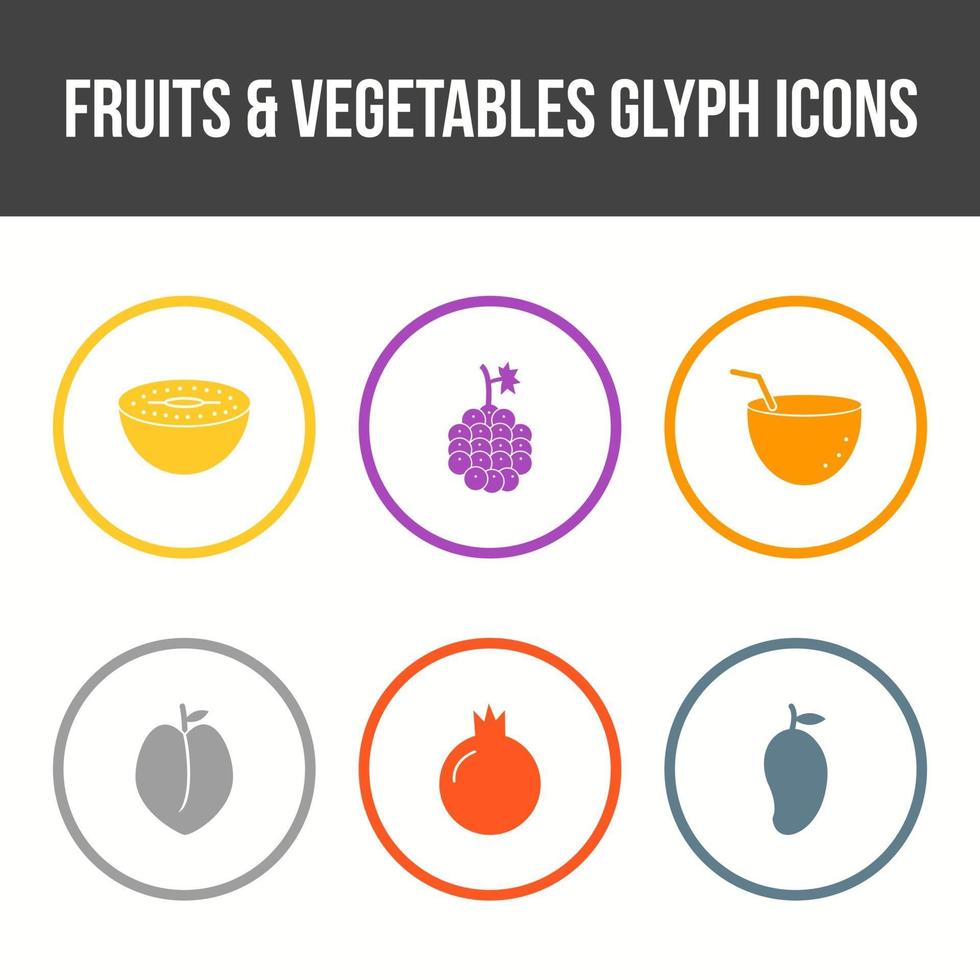 Unique Fruits and Vegetable Vector Icon Set