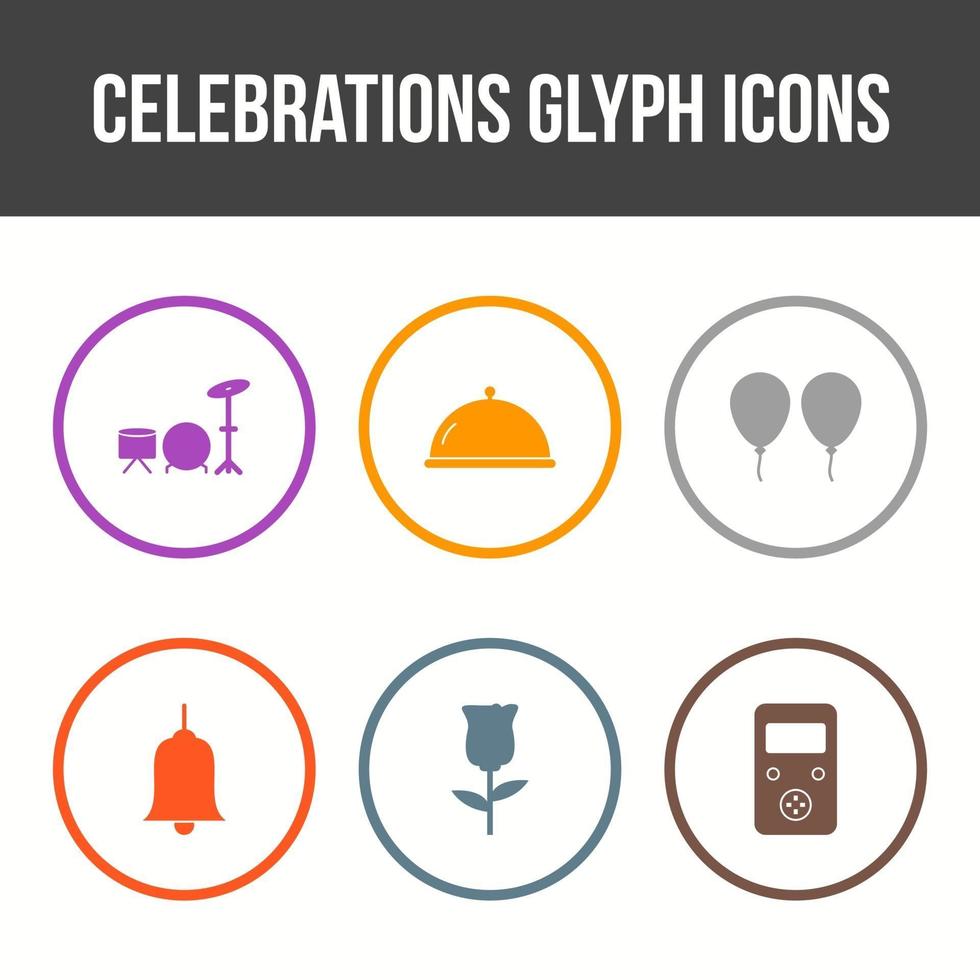 6 conjunto de iconos de vector de celebración