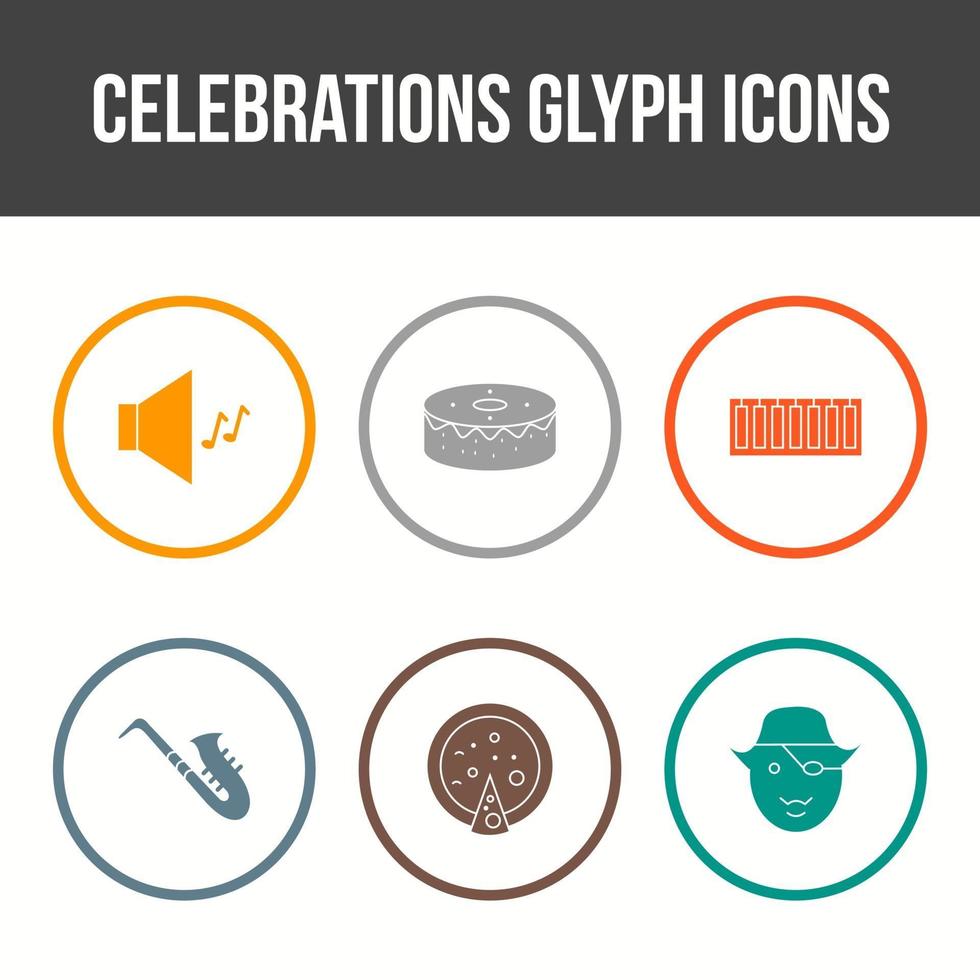 Conjunto de iconos de vector de glifo de celebración única