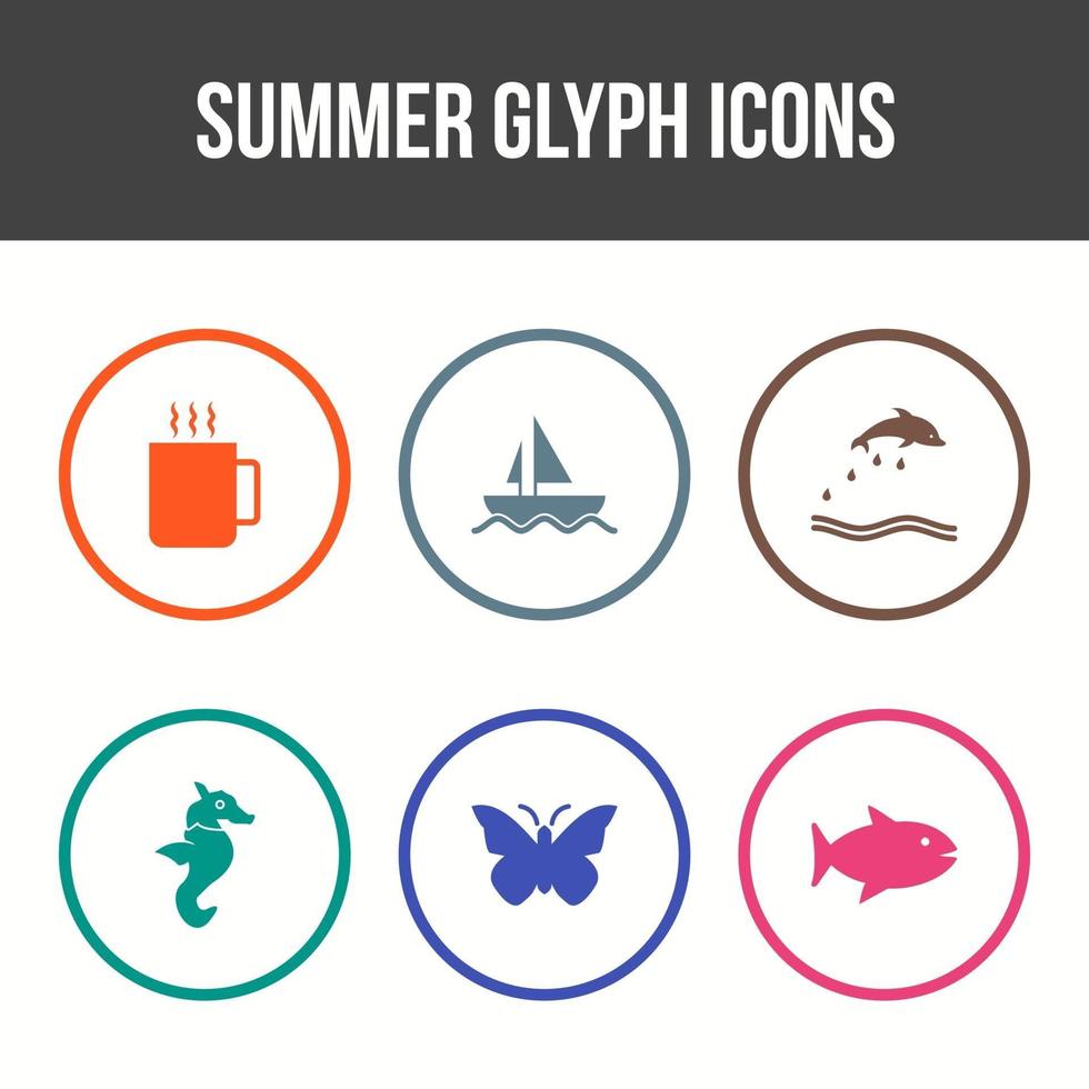 Unique Summer Glyph Vector Icon Set