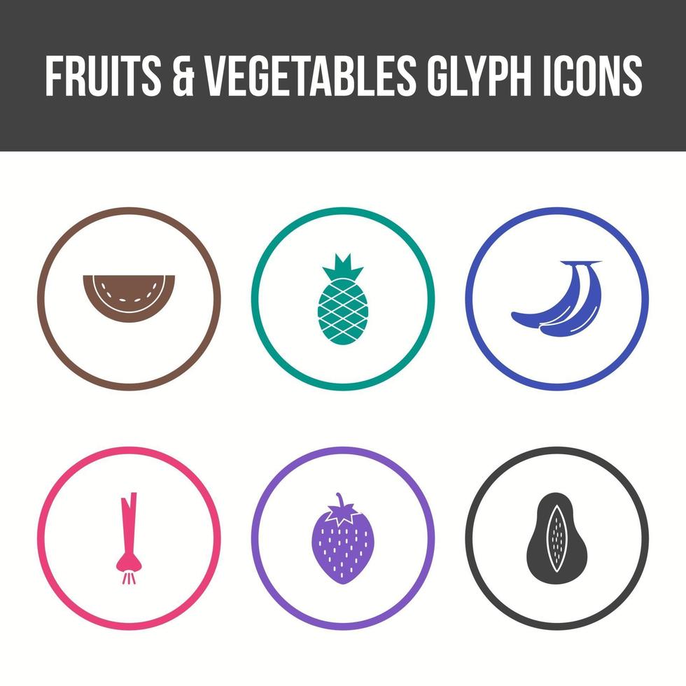 Unique Fruits and Vegetable Vector Icon Set