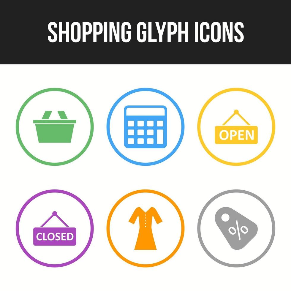 conjunto de iconos únicos de iconos de glifos de compras vector