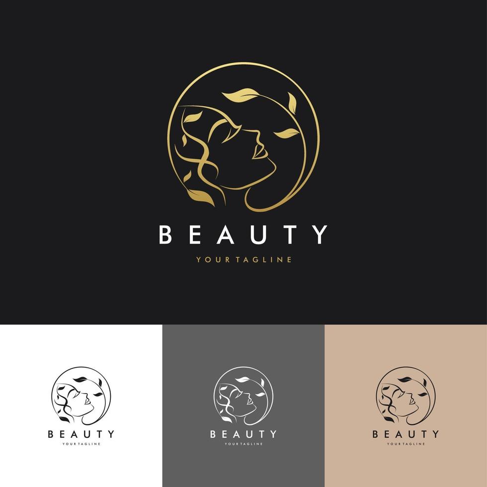 Diseño gráfico de vector de ilustración de logotipo de salón de belleza de cabello de lujo