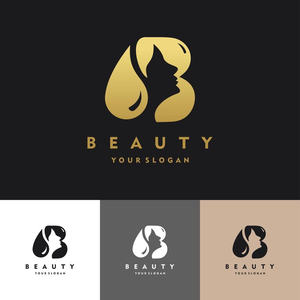 Letter B Luxury Beauty salon logo set Illustration Vector Design