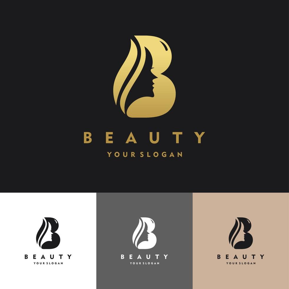 Letter B Luxury Beauty salon logo set Illustration Vector Design