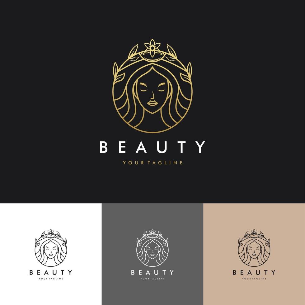 Diseño gráfico de vector de ilustración de logotipo de salón de belleza de cabello de lujo