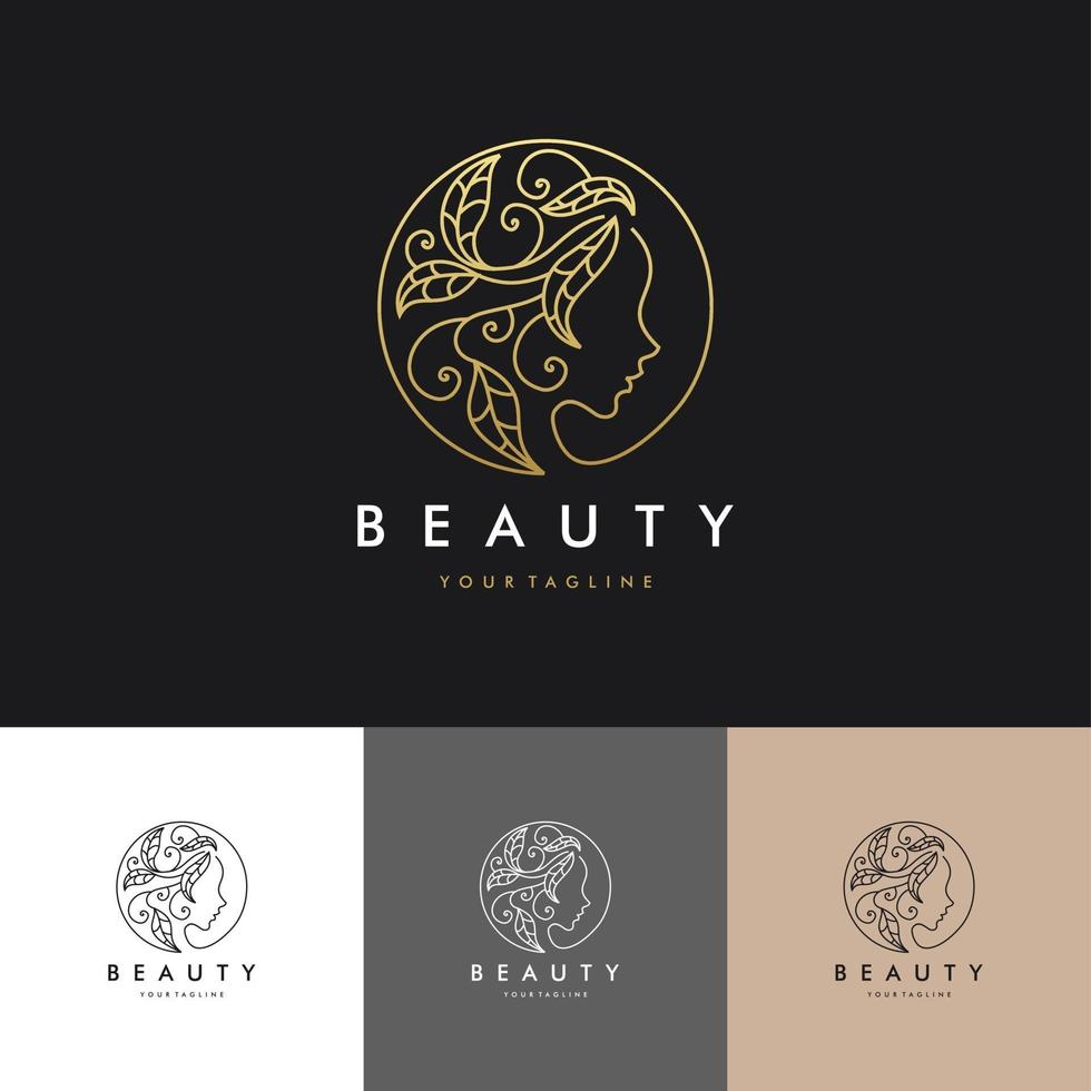 Diseño gráfico de vector de ilustración de logotipo de salón de belleza de cabello de lujo