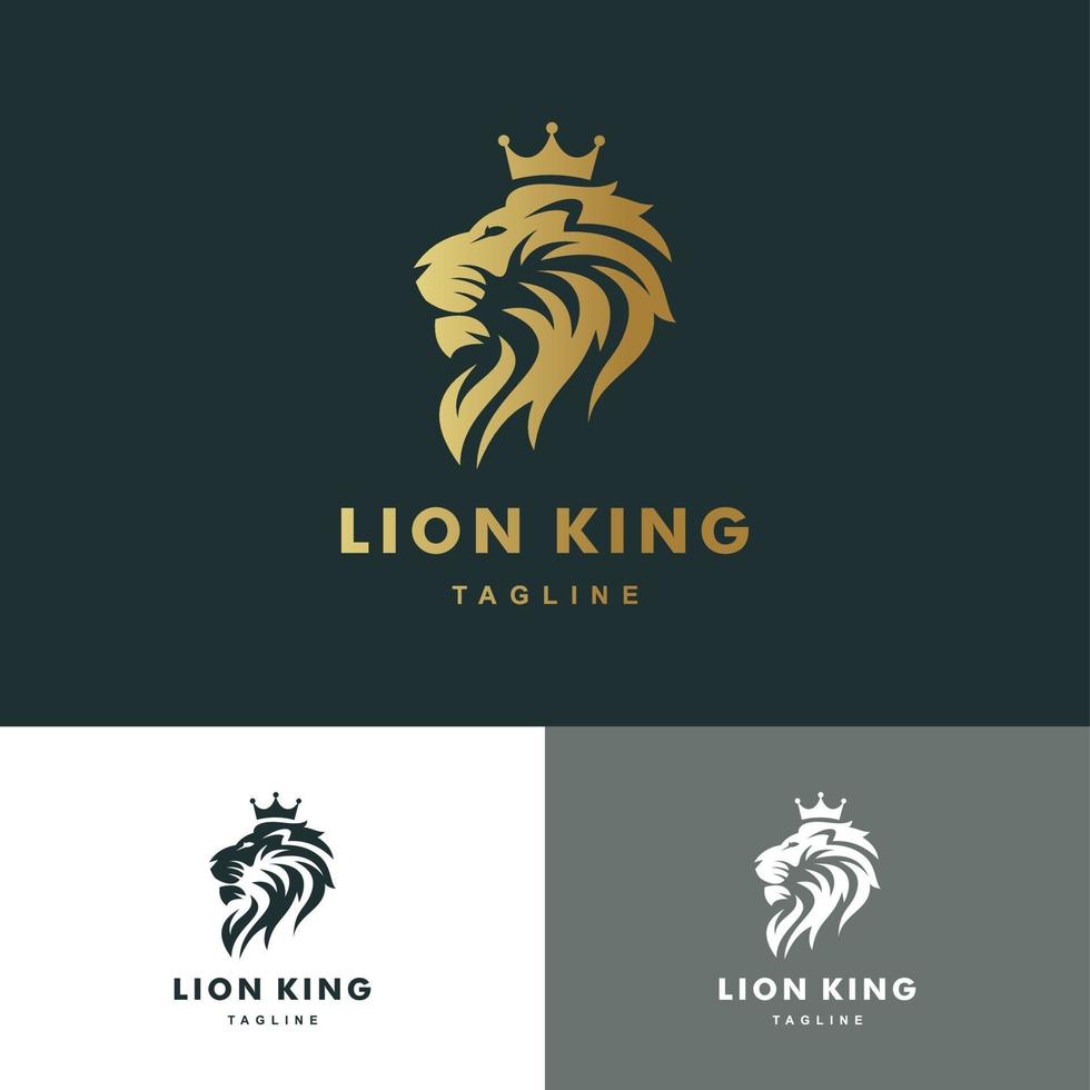 Logotipo de león mascota con color dorado, gráfico de vector de ilustración de conjunto de iconos