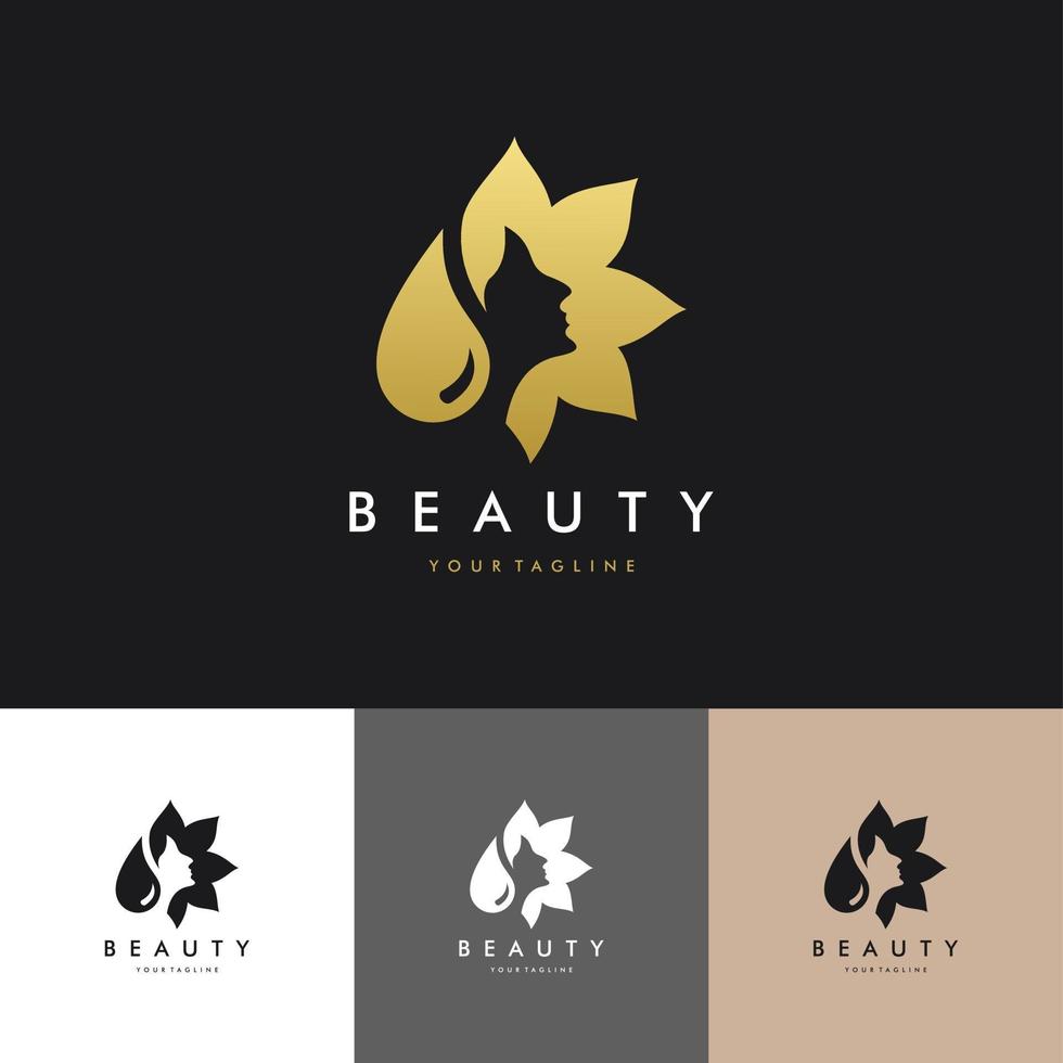 Logotipo de salón de belleza facial de lujo, diseño gráfico de vector de ilustración