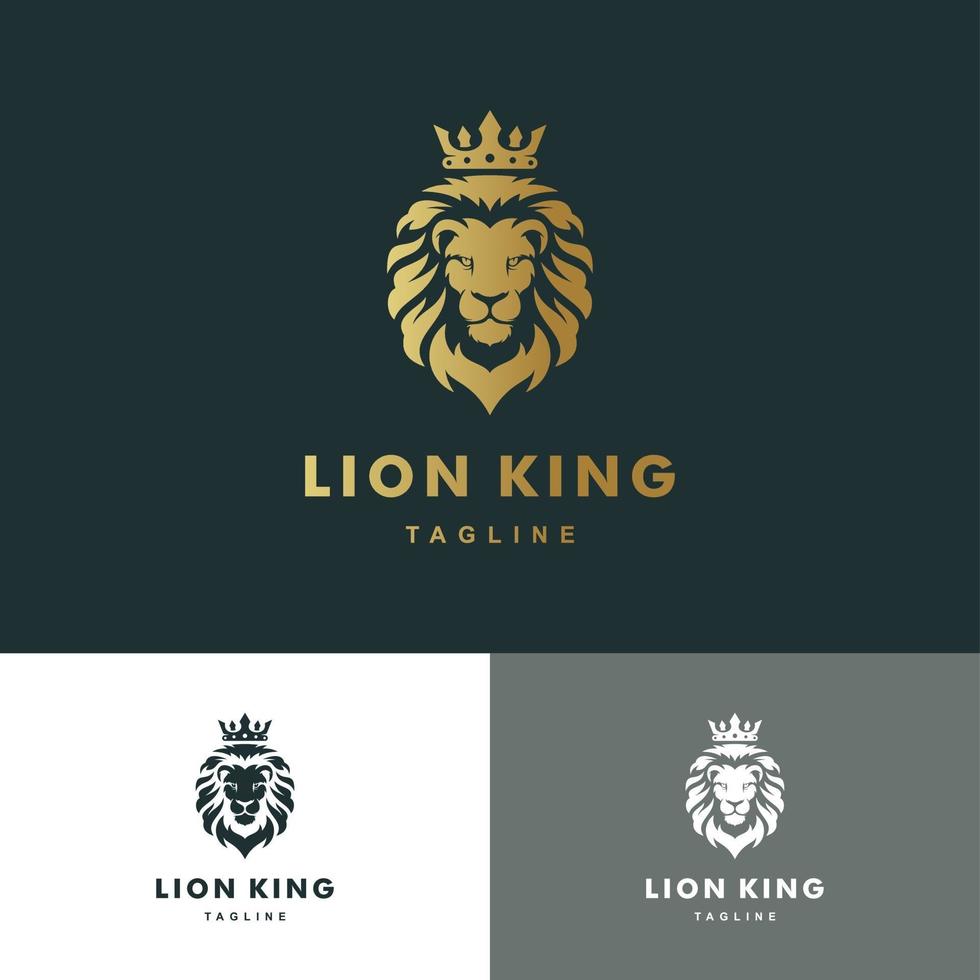 Mascot lion logo with gold color, icon set Illustration Vector Graphic