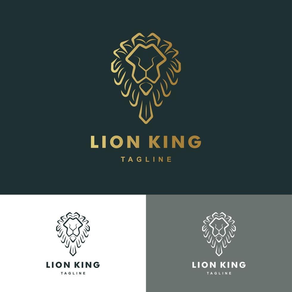 Logotipo de león mascota con color dorado, gráfico de vector de ilustración de conjunto de iconos