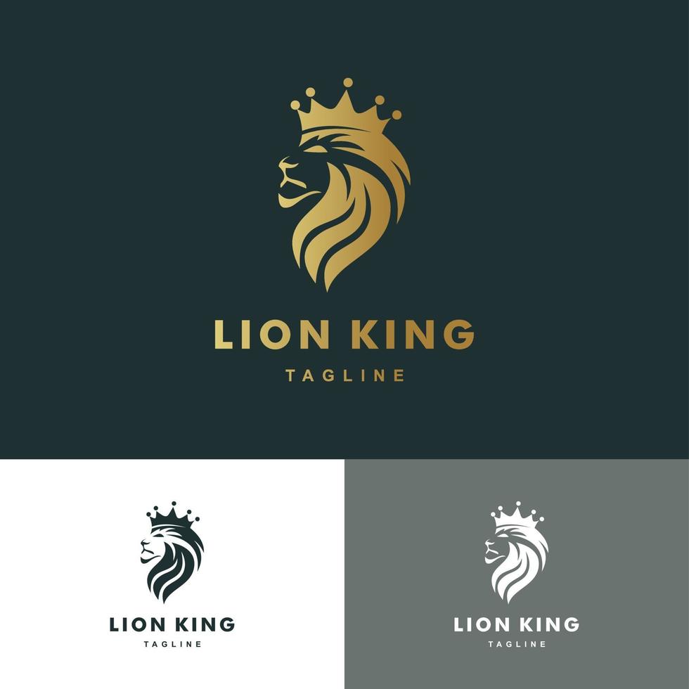 Logotipo de león mascota con color dorado, gráfico de vector de ilustración de conjunto de iconos