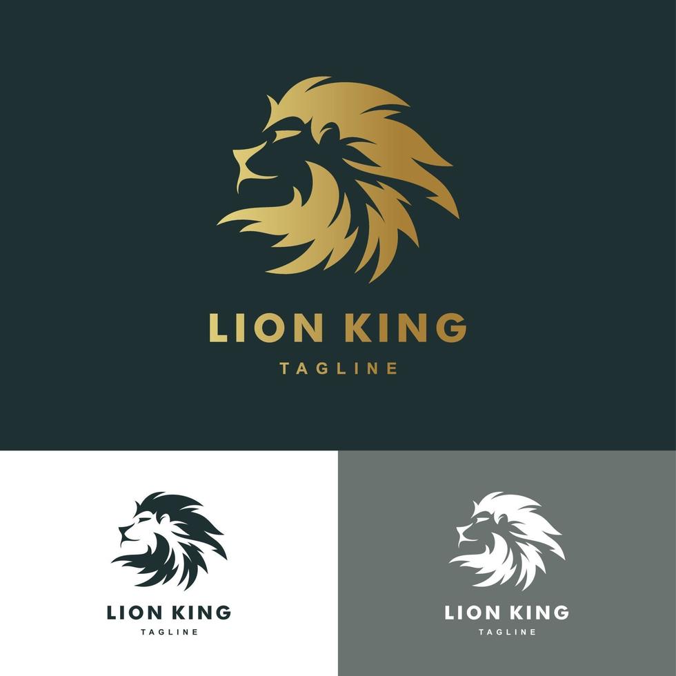 Logotipo de león mascota con color dorado, gráfico de vector de ilustración de conjunto de iconos