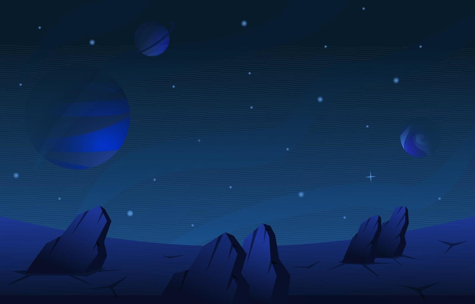 Rock Stone Planet Star Sky Space Universe Exploration Illustration vector