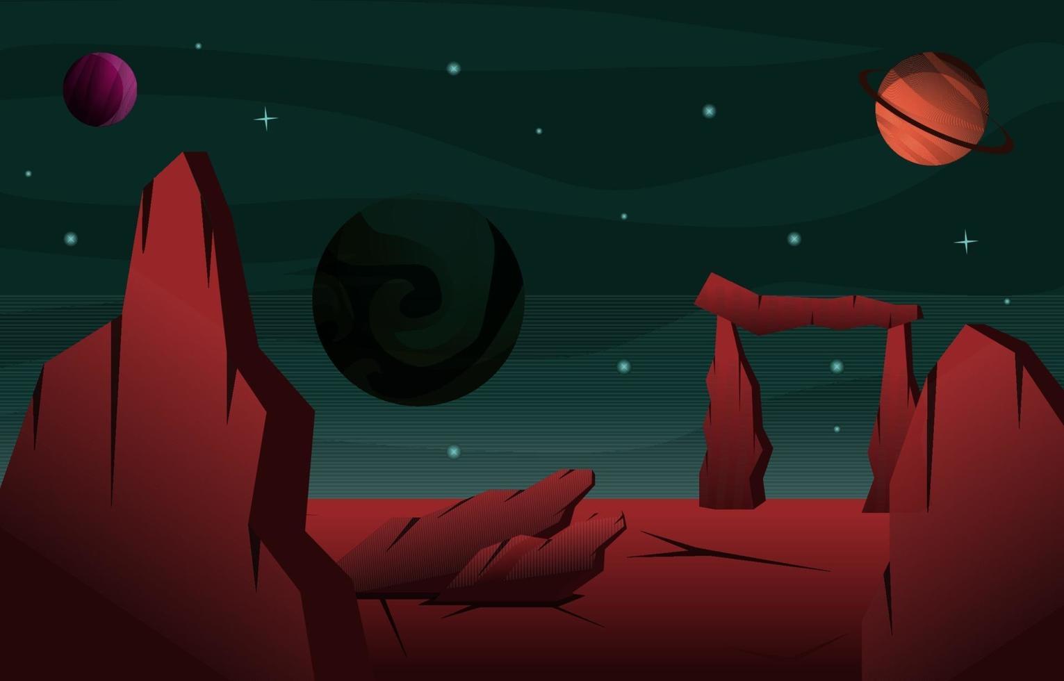 Rock Stone Planet Star Sky Space Universe Exploration Illustration vector