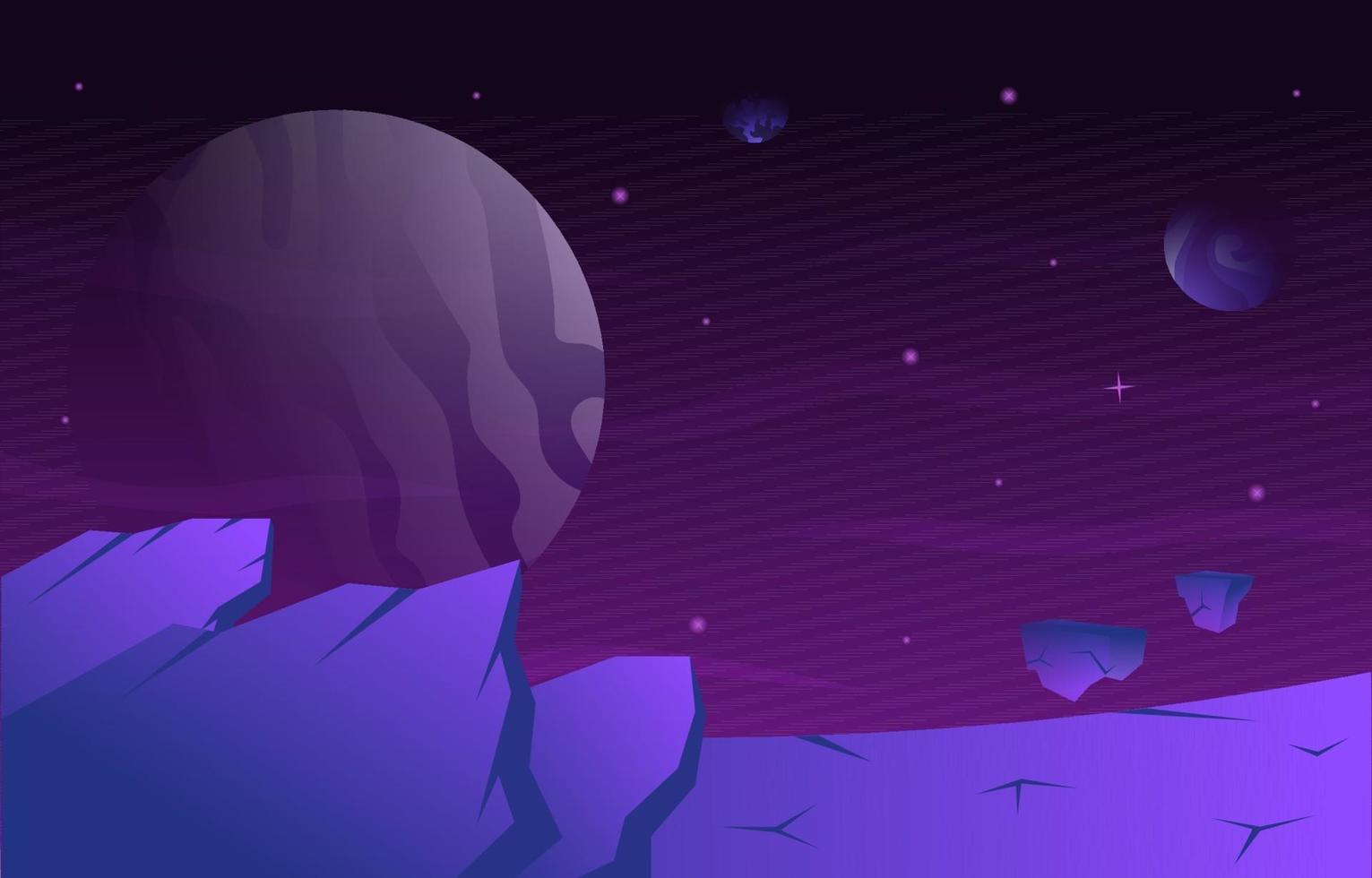 Flying Floating Rock Stone Planet Star Space Exploration Illustration vector