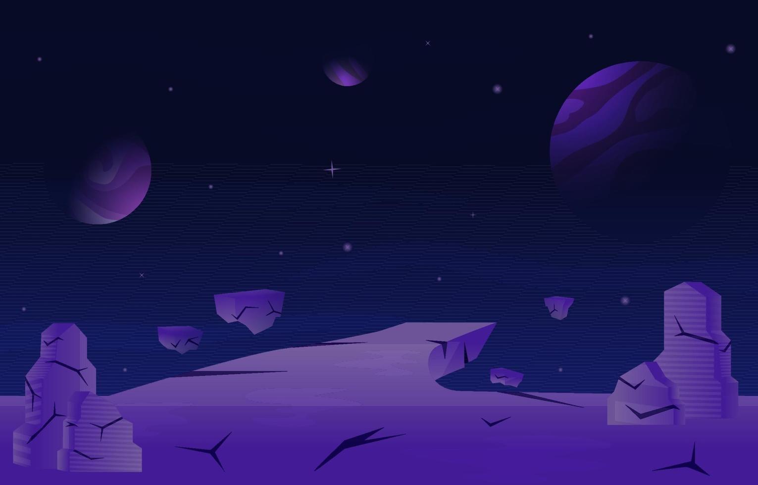 Flying Floating Rock Stone Planet Star Space Exploration Illustration vector