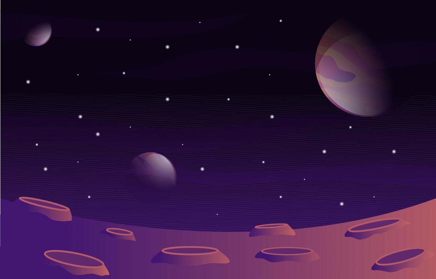 luna planeta estrella cielo espacio universo exploración ilustración vector