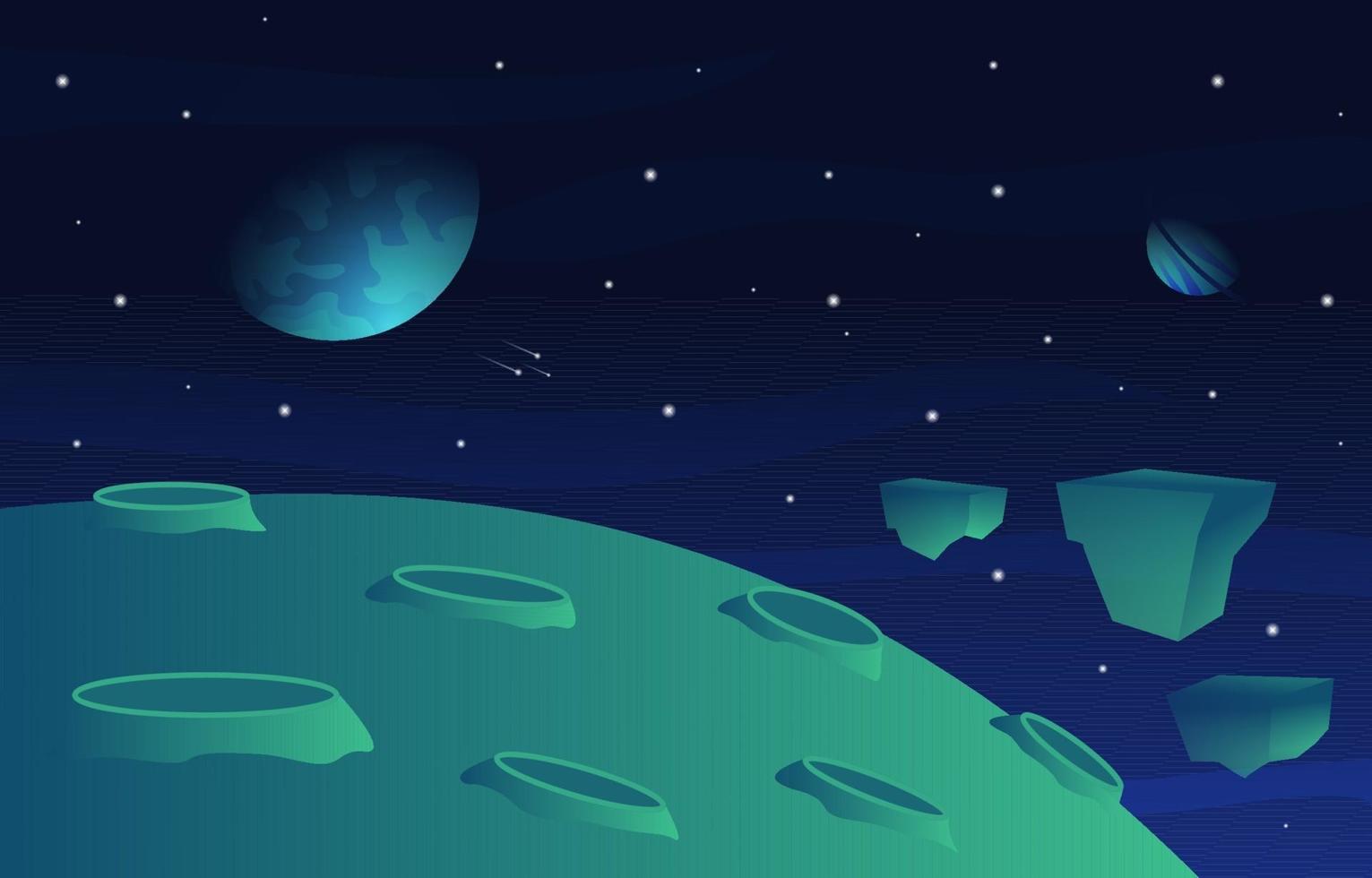 Flying Floating Rock Stone Planet Star Space Exploration Illustration vector