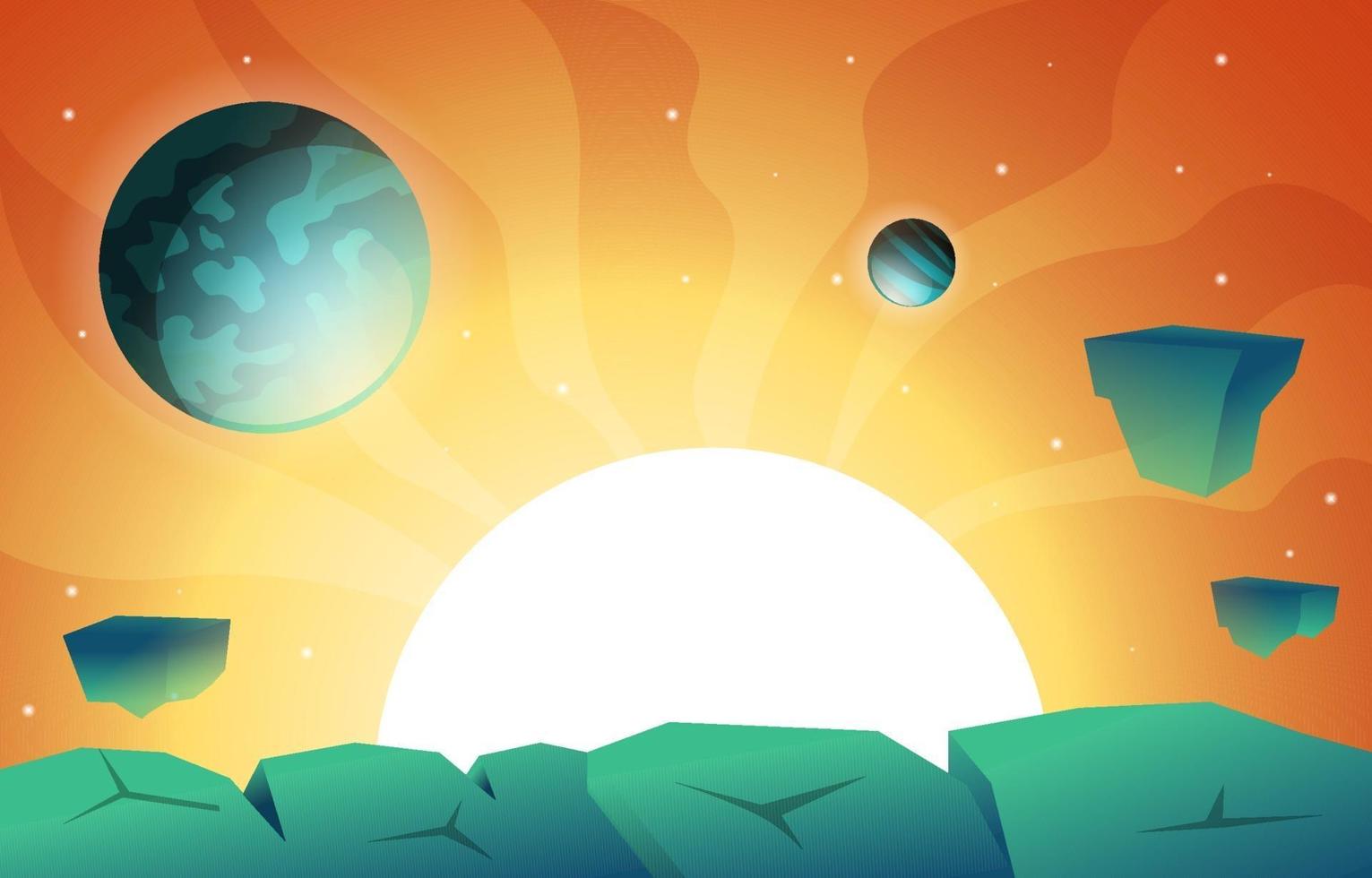 Bright Sun Planet Star Sky Space Universe Exploration Illustration vector