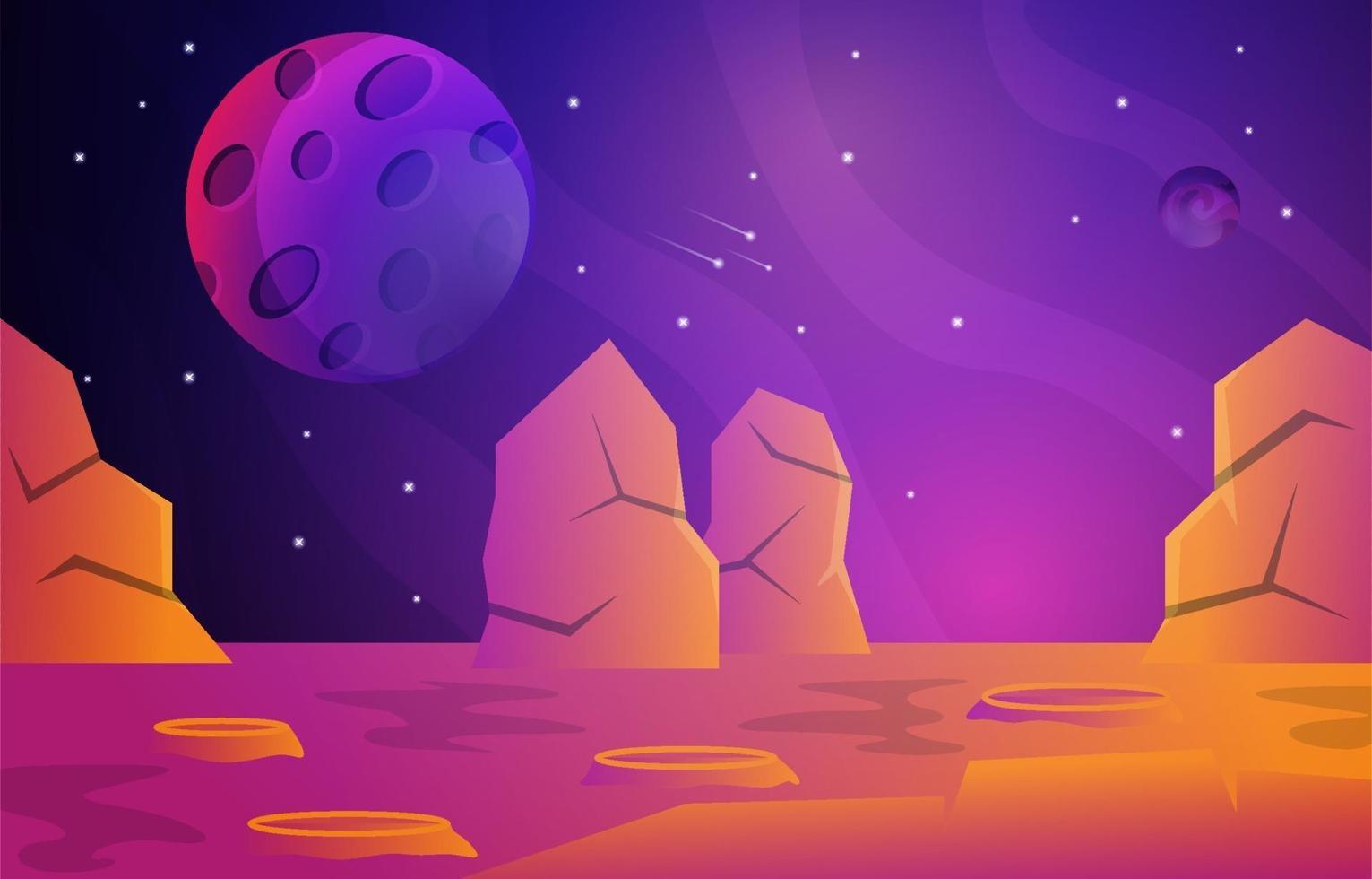 Rock Stone Planet Star Sky Space Universe Exploration Illustration vector