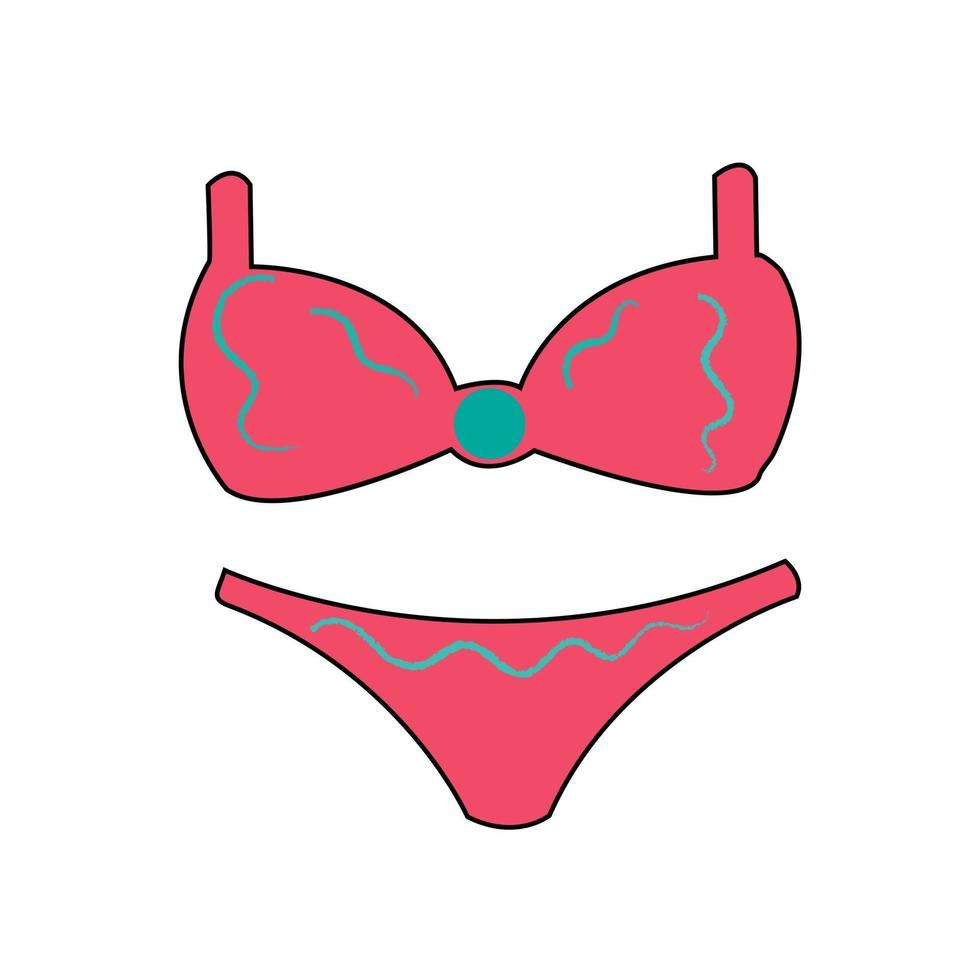Fashionable women swimsuit bikini vector icon.