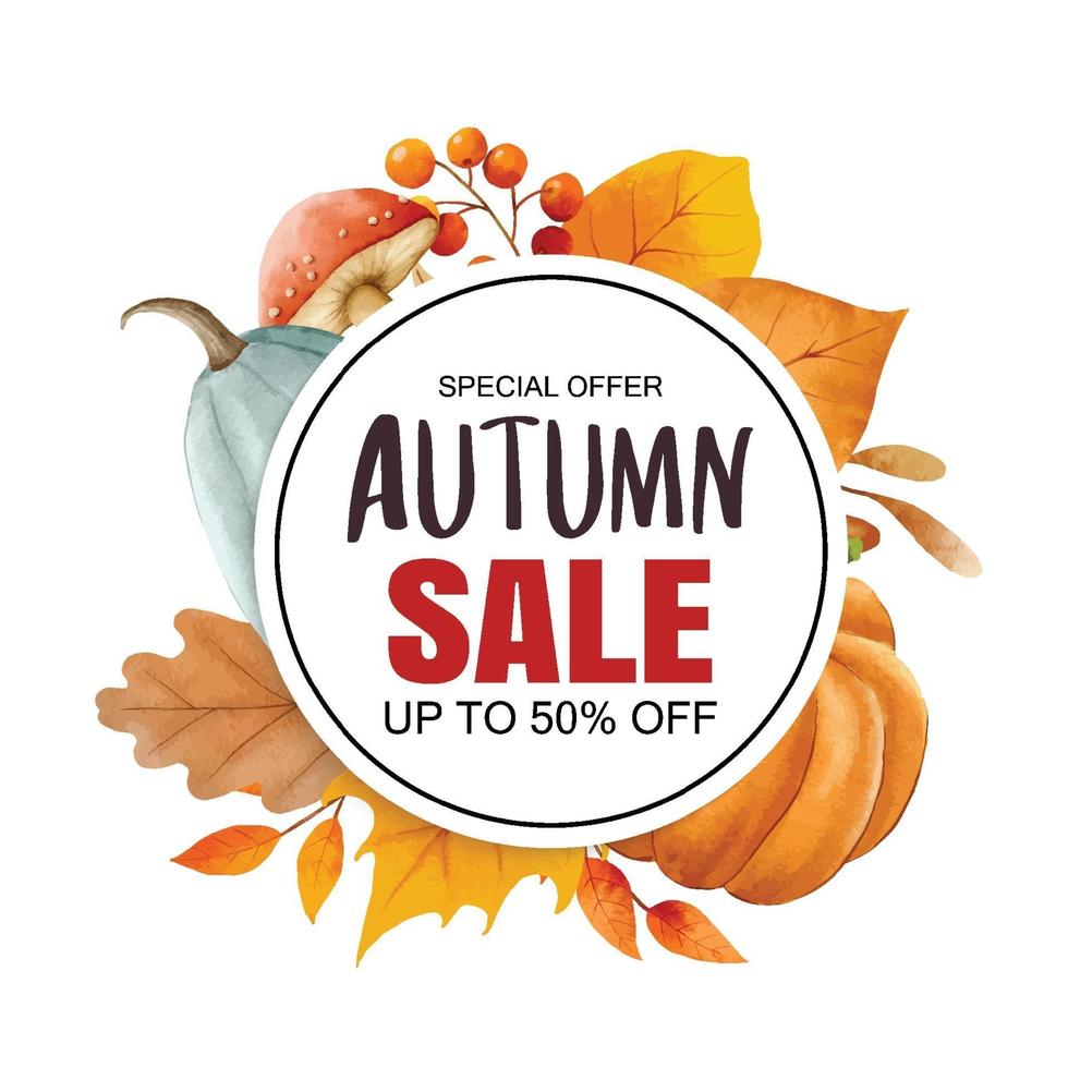 Autumn sale banner template background. Autumn shopping sale vector