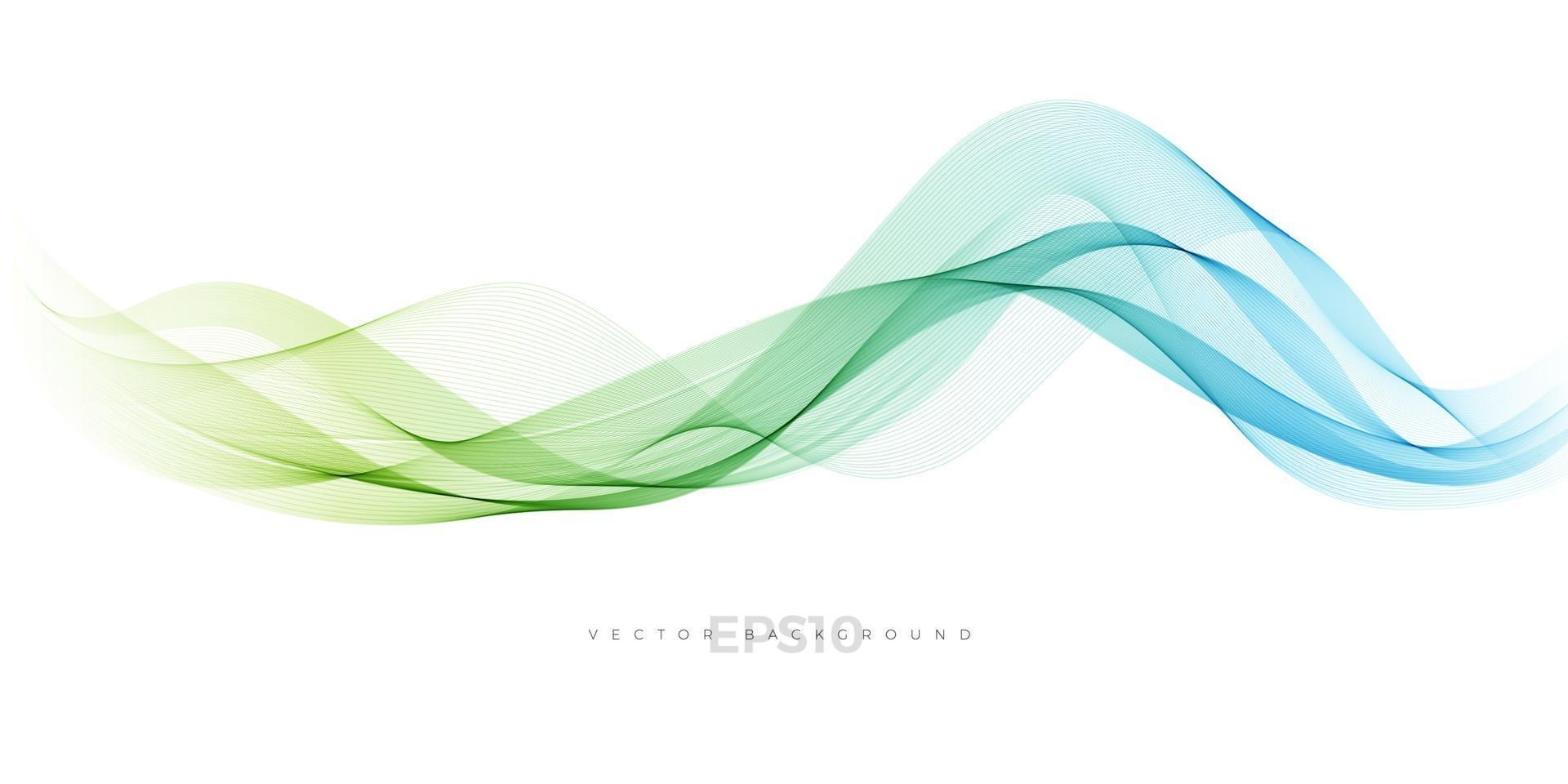 Abstract green and blue line wave vector background.