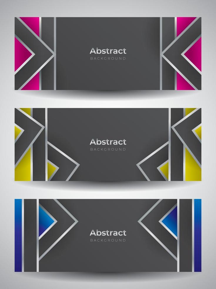 horizontal banner set template with various color background vector