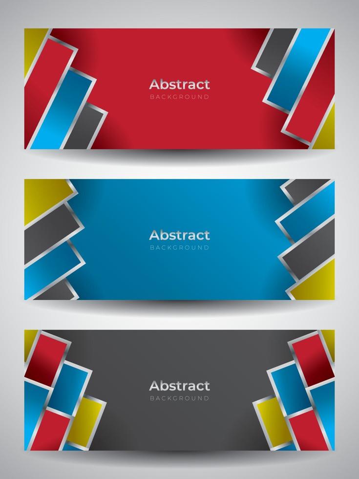 horizontal banner set template with various color background vector