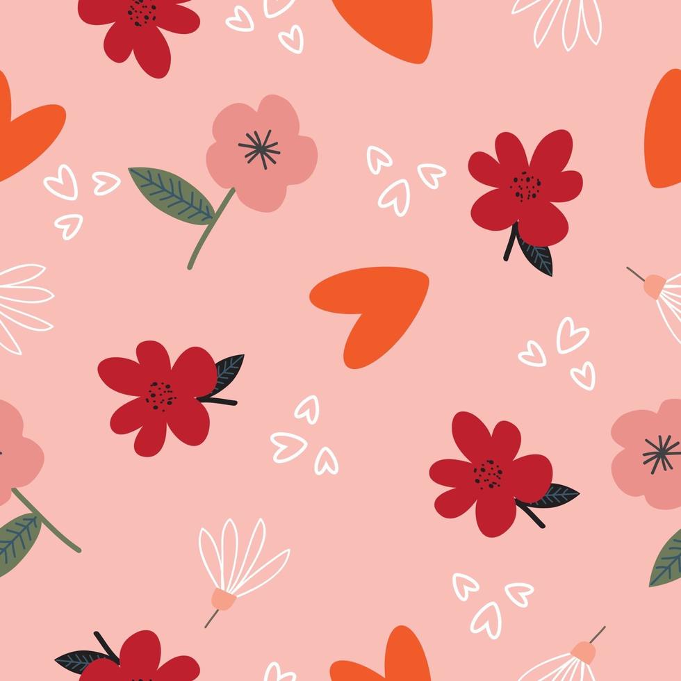 Fondo de patrón floral de pintura dibujada a mano sin costura vector