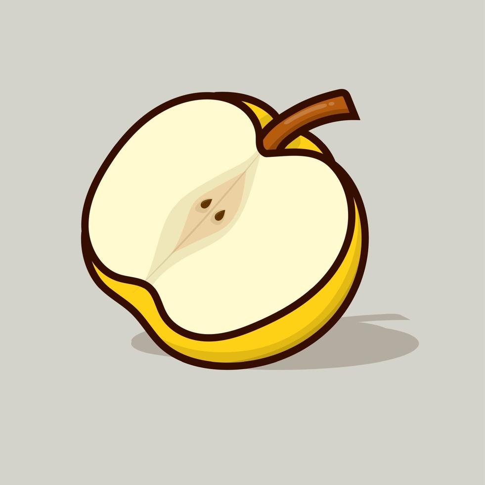 Yellow apple isolated vector illustration with shadow on gray