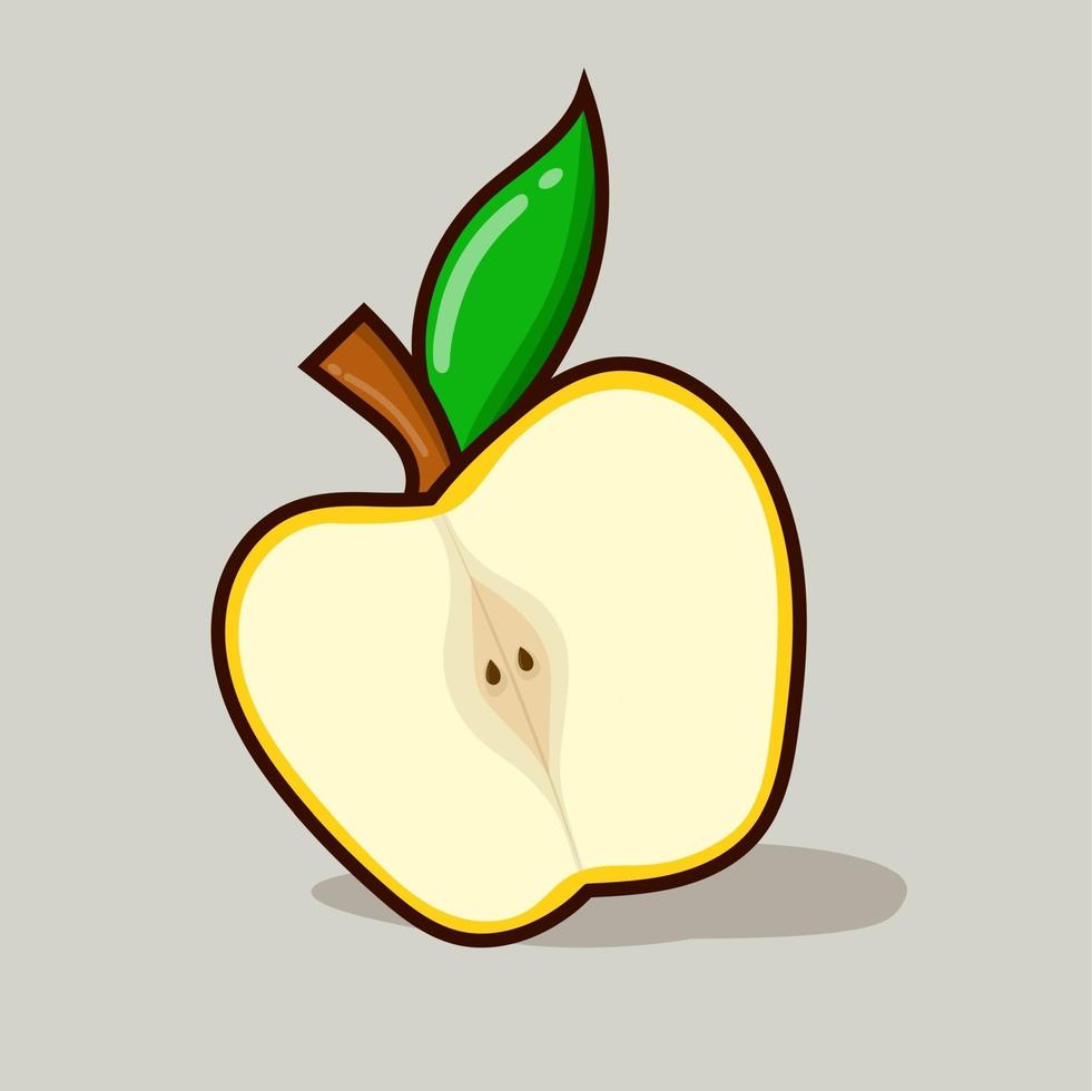 Yellow apple isolated vector illustration with shadow on gray
