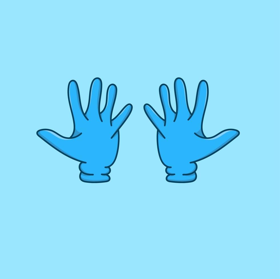 Blue hand with gloves isolated vector illustration cartoon style