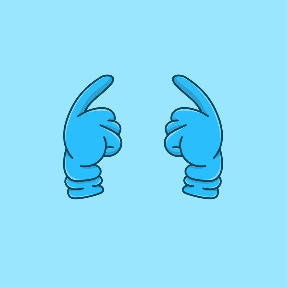 Mano azul con guantes aislados estilo de dibujos animados de ilustración vectorial vector