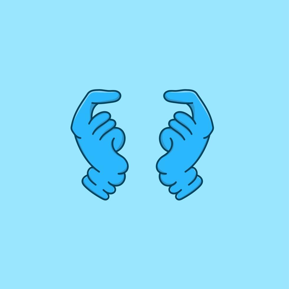 Blue hand with gloves isolated vector illustration cartoon style