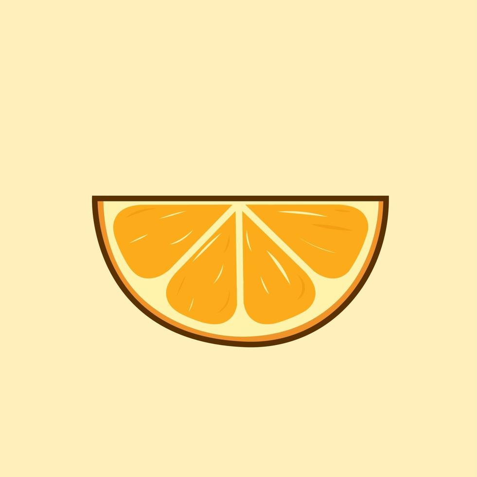 Ilustración de vector aislado de fruta naranja con estilo de dibujos animados de contorno