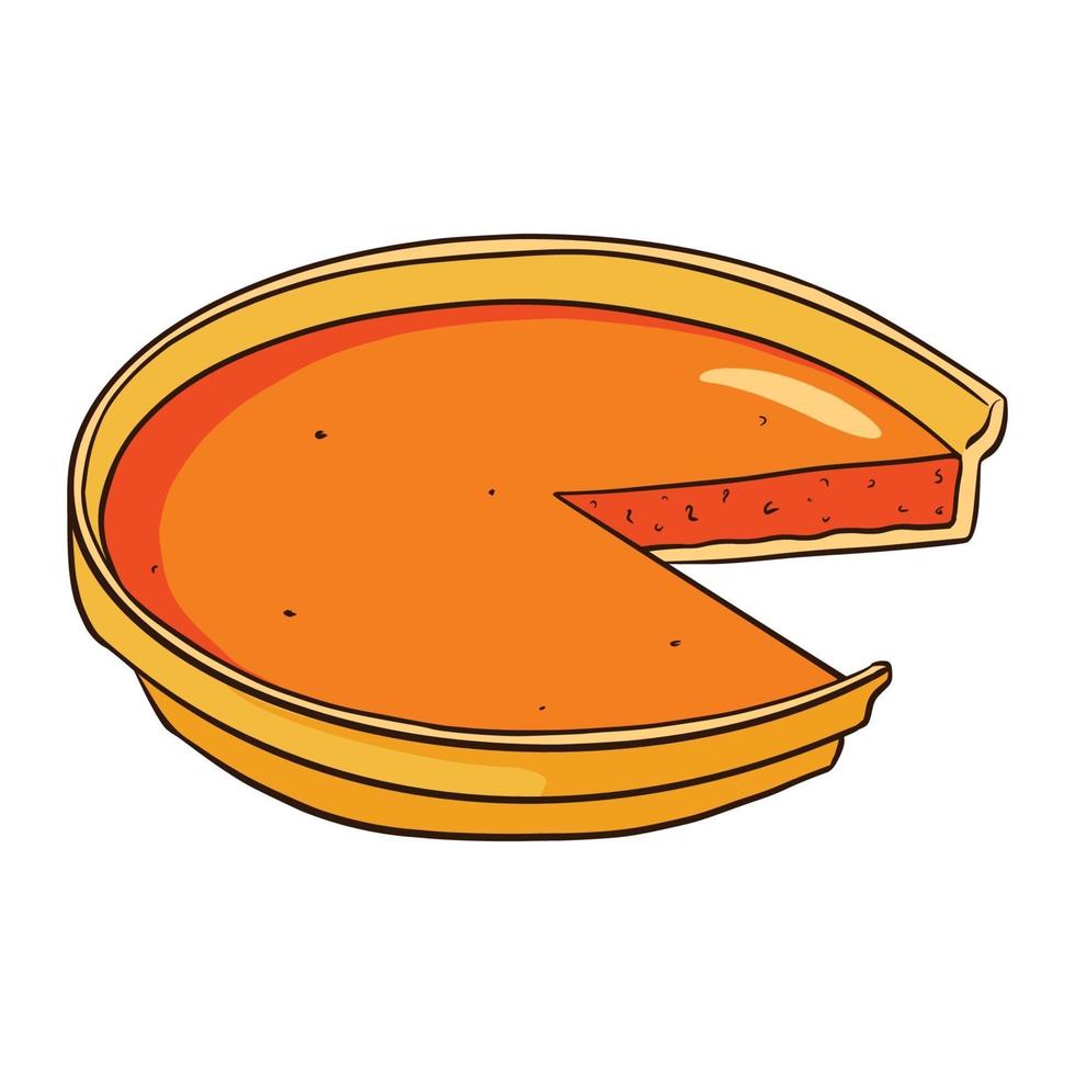 ilustración de dibujos animados de pastel de calabaza en rodajas vector