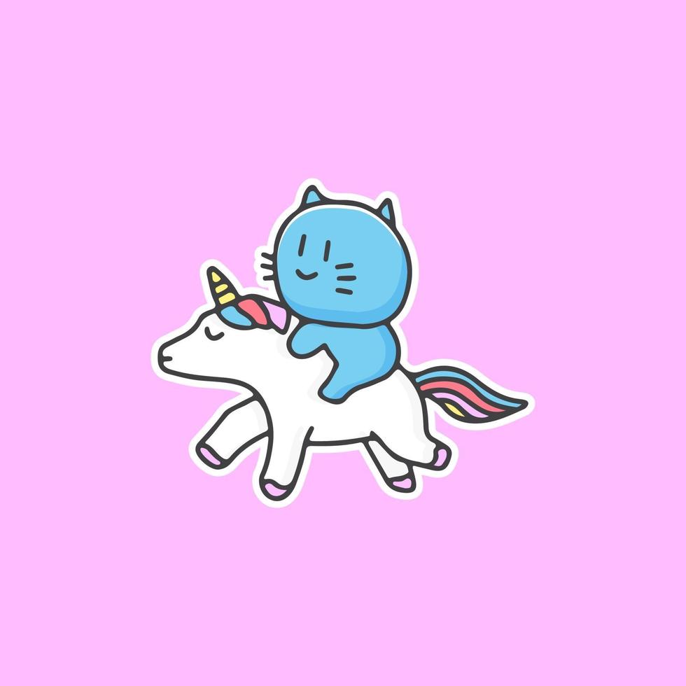 cute cat and unicorn. illustration for t shirt, poster, logo, sticker. vector
