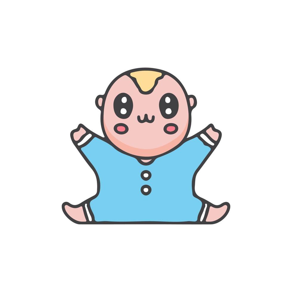 Cartoon adorable baby sitting. illustration for t shirt, sticker. vector