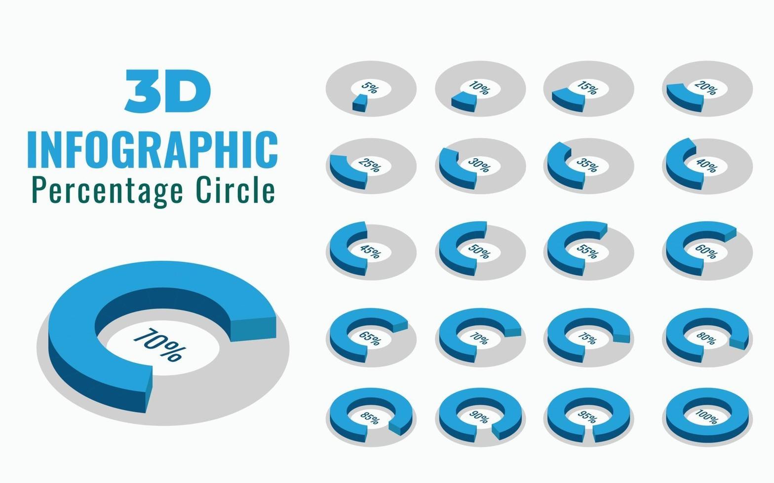 Diseño de círculo de porcentaje de infografía isométrica, gráfico circular 3d vector