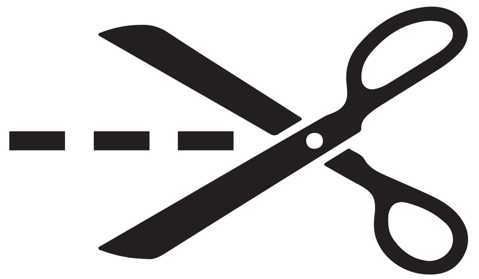 Scissors with cut lines. Vector illustration.