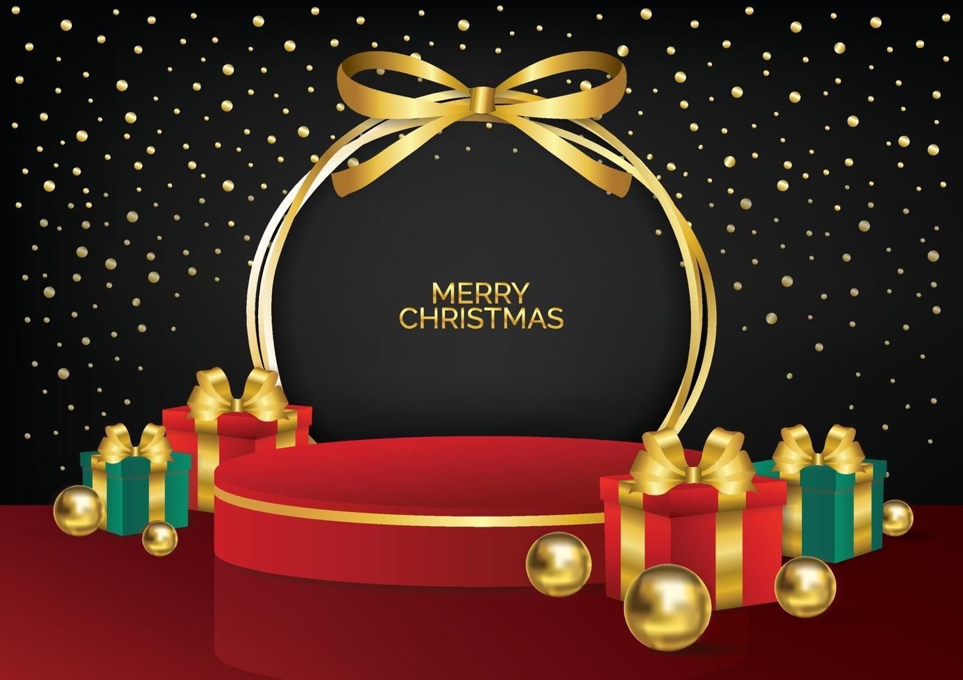 Christmas podium circle background vector