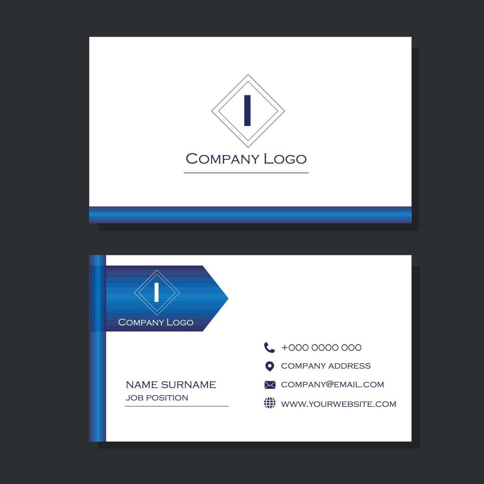 White business card with blue gradient lines vector