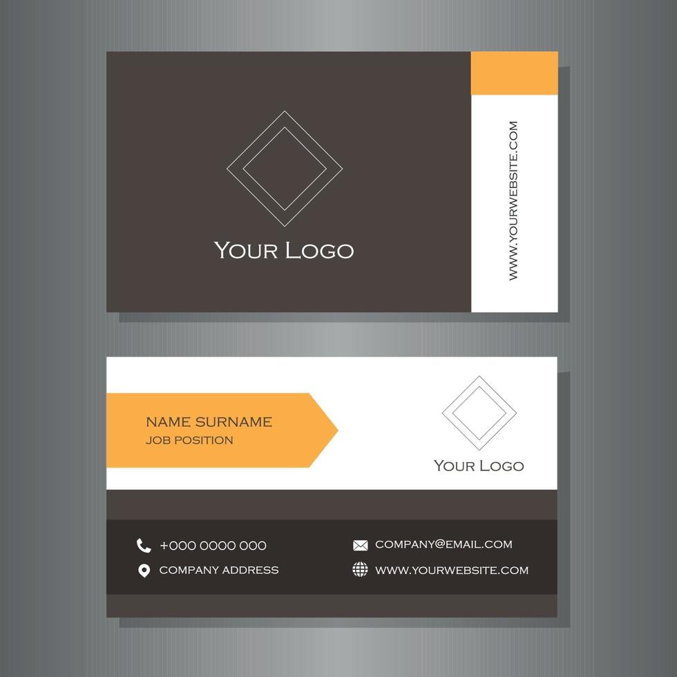 Business card in brown, white and orange colors vector