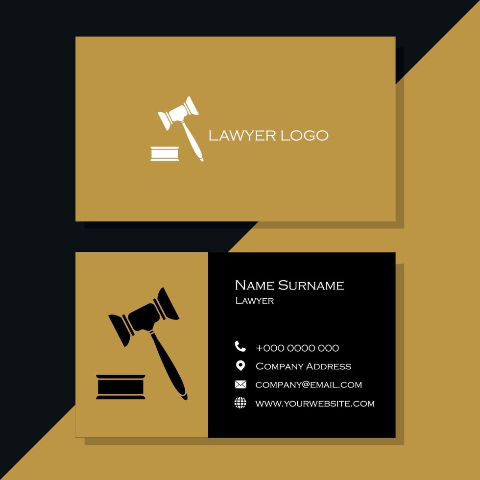 Mustard and black lawyer business card vector