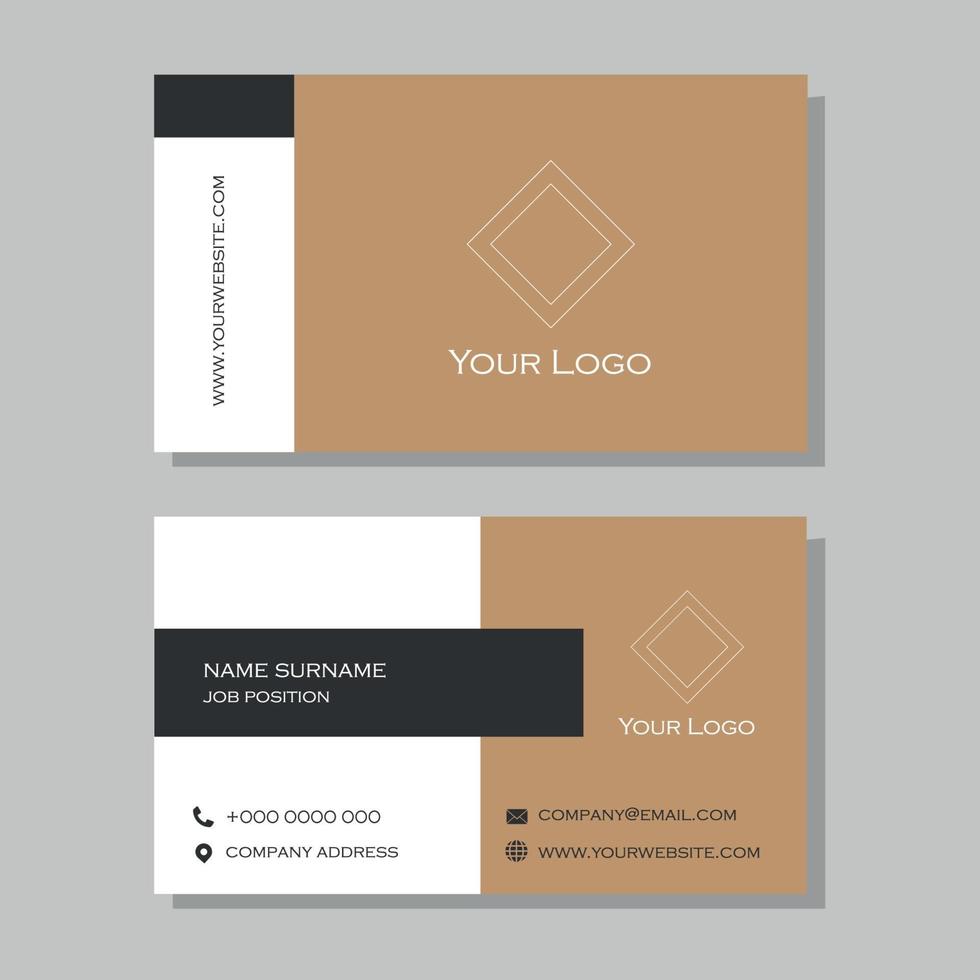 Elegant business card in brown, black and white colors vector