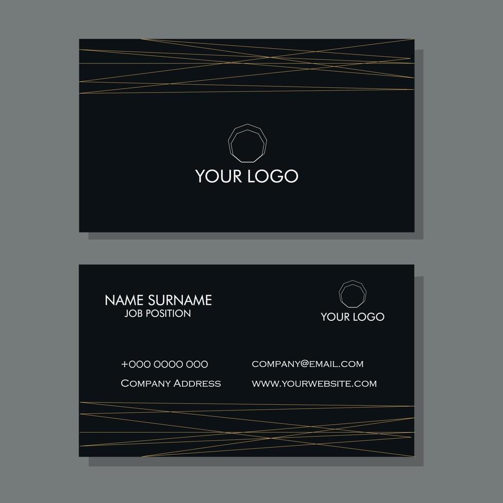 Black business card with gold lines vector