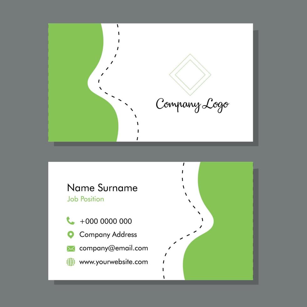 Green and white business card vector