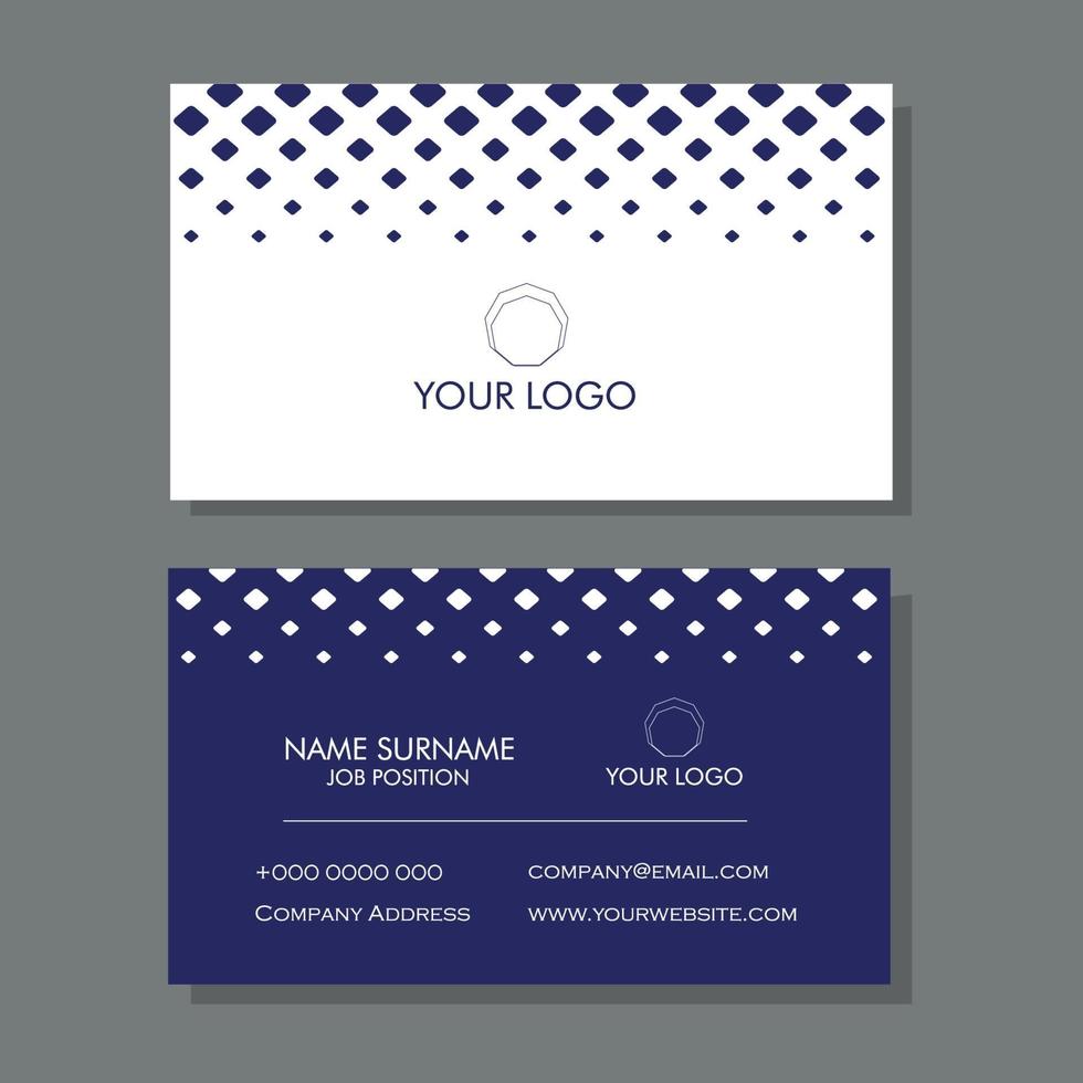 White and blue business card with rhombus shapes vector